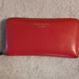 Kate Spade Cherry Red Zip-Around Wallet. Worn